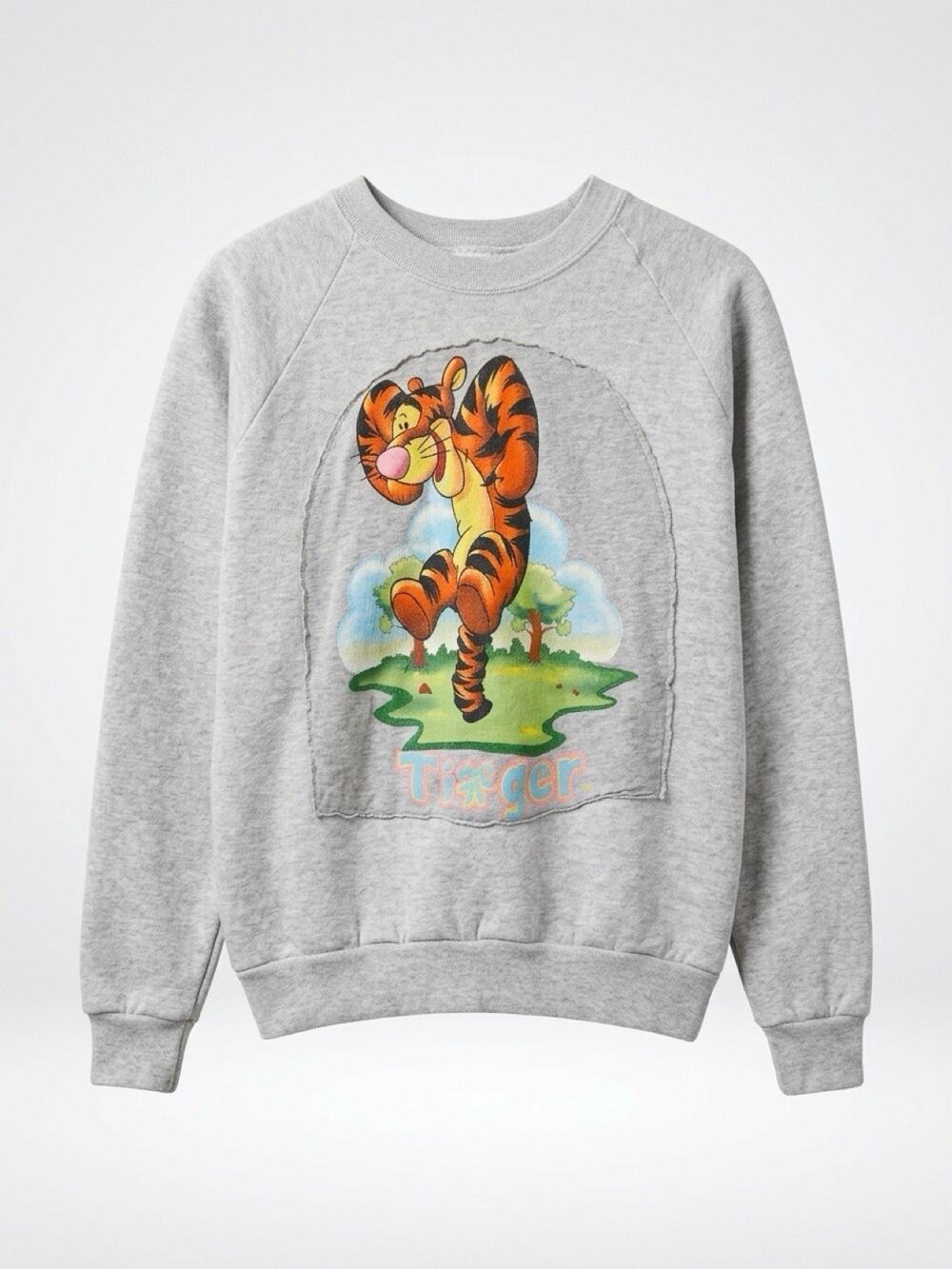 Vintage Fruit Of The Loom Embroidered Gray Tigger Sweater TeenKids XL (16/18)